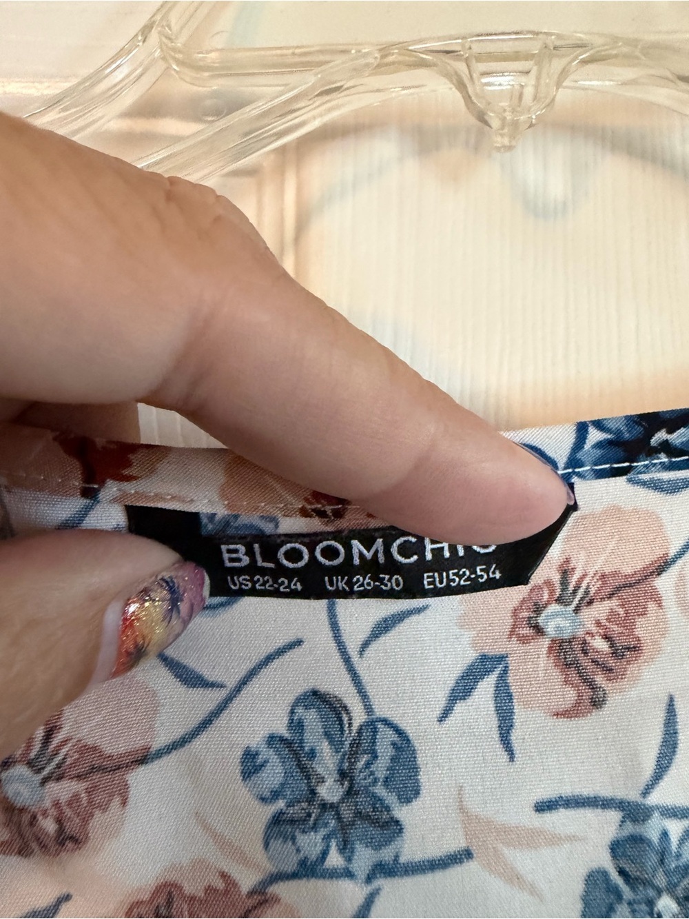 BloomChic Blue & Tan Floral V-Neck Ruffle Sleeve Blouse - Picture 2 of 2